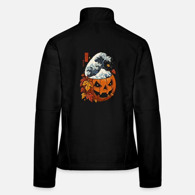 Halloween Fall - Pumpkin Wave Kanagawa Women's Softshell Jacket