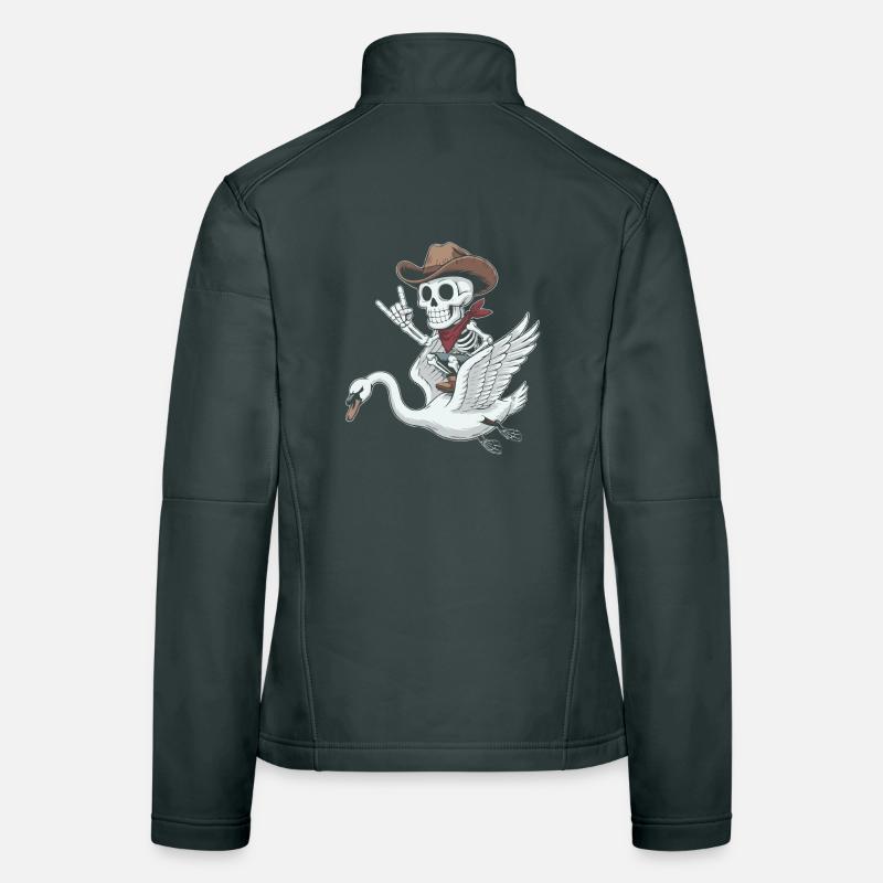 Skeleton cowboy on swan Women's Softshell Jacket