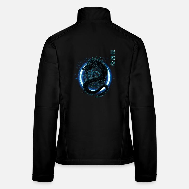 Japanisch neon blauer - Drache - Frauen Softshelljacke - Schwarz