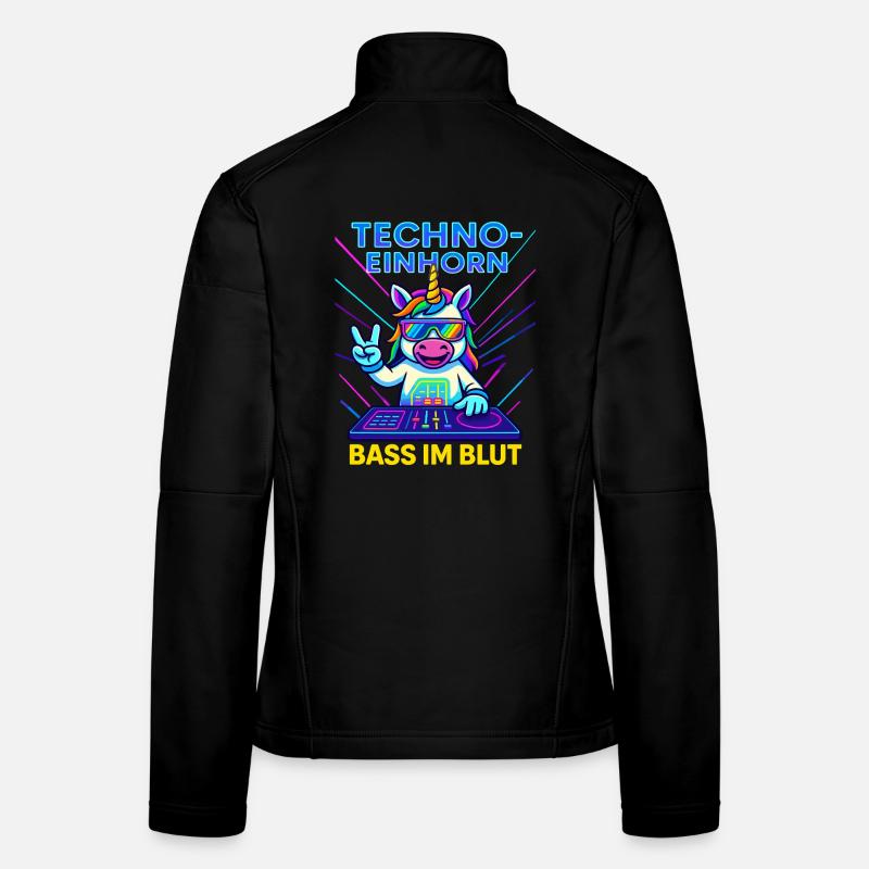 Techno Einhorn Bass im Blut - Frauen Softshelljacke - Schwarz