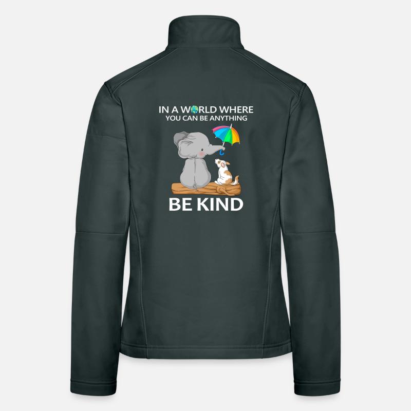 Be Kind Elephant and Dog Women's Softshell Jacket