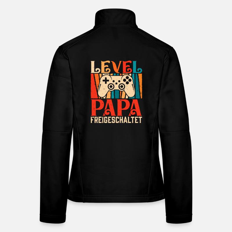 Zocker Papa LEVEL PAPA FREIGESCHALTET Retro Lustig Frauen Softshelljacke