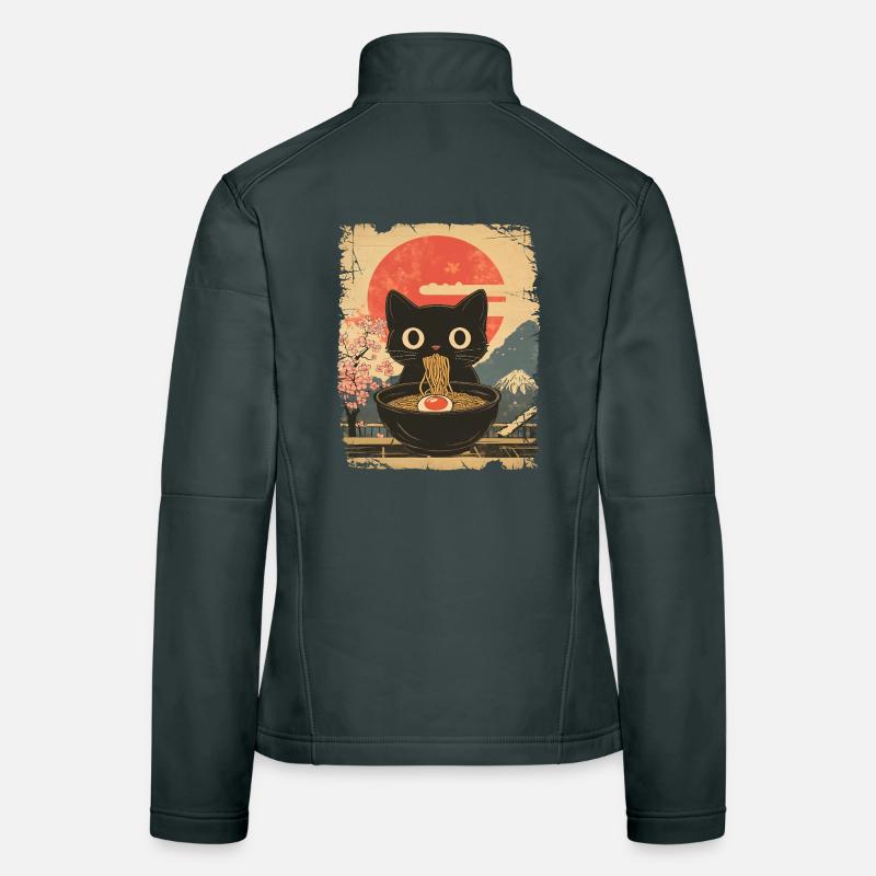 Cat Eats Ramen - style vintage Veste en tissu softshell Femme