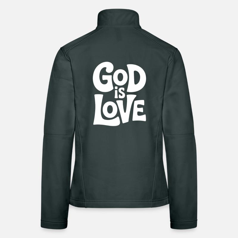 Dieu est amour Jésus Foi chrétienne Veste en tissu softshell Femme