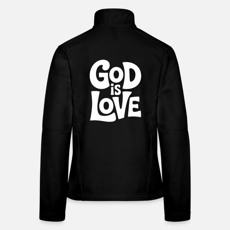 Dieu est amour Jésus Foi chrétienne Veste en tissu softshell Femme