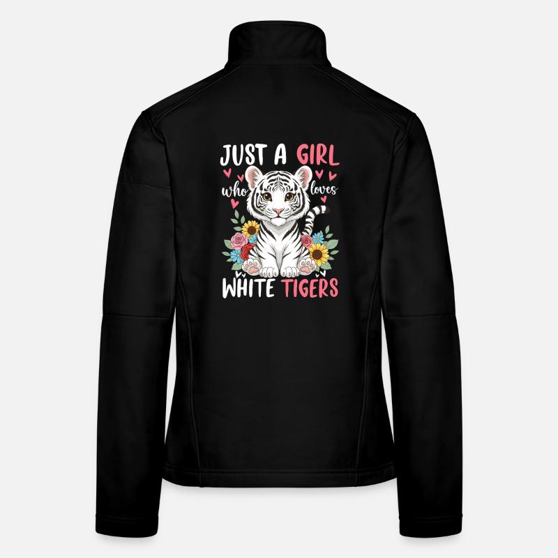 Nur ein Mädchen liebt Weiße Tiger Frauen Softshelljacke
