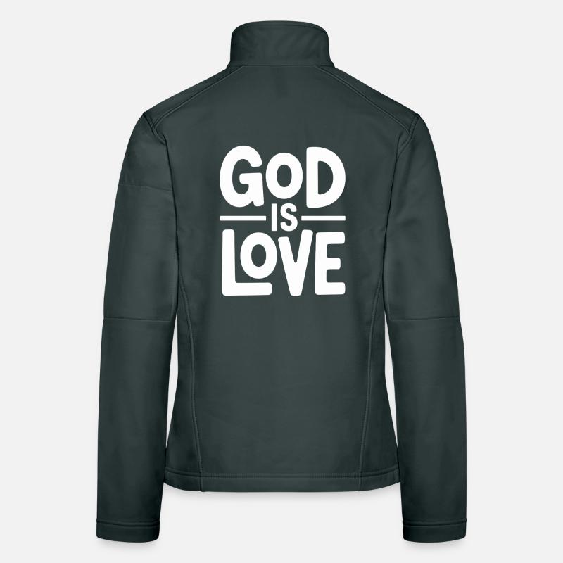 Dieu est amour Jésus Foi chrétienne Veste en tissu softshell Femme
