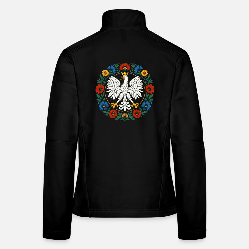 Polnischer Adler Volksemblem mit Blumen Frauen Softshelljacke