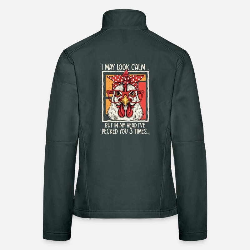 Chicken with glasses saying design Women's Softshell Jacket
