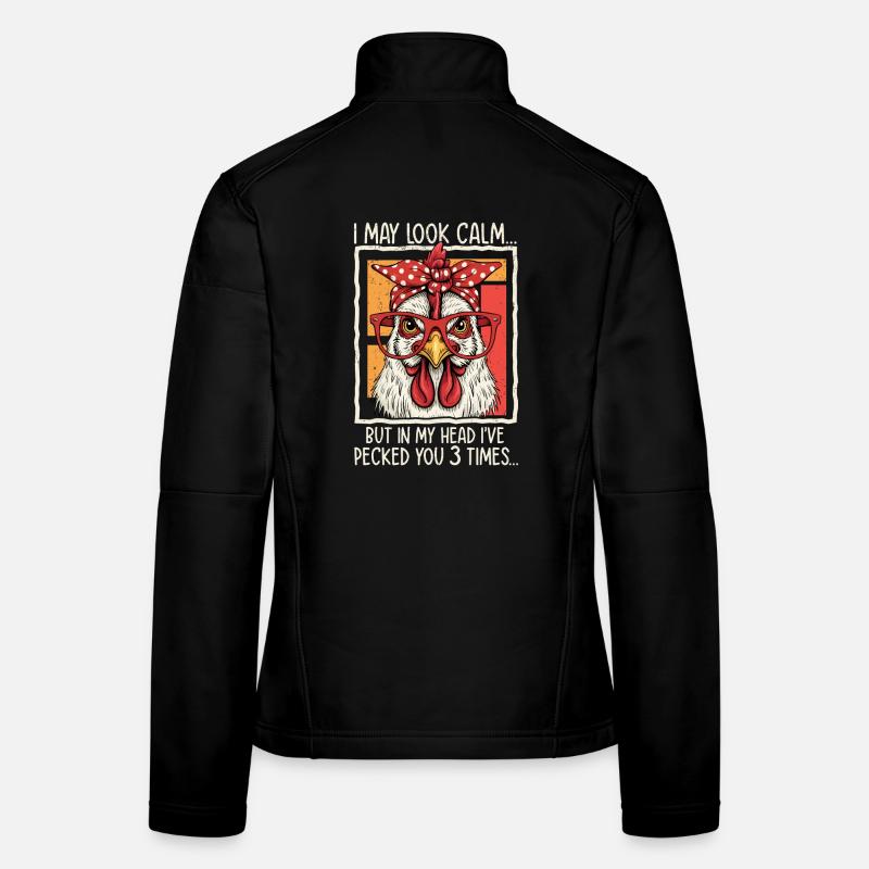 Huhn mit Brille Spruchdesign Frauen Softshelljacke