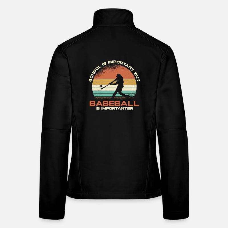 Rétro Baseball Humour Coucher de soleil Veste en tissu softshell Femme