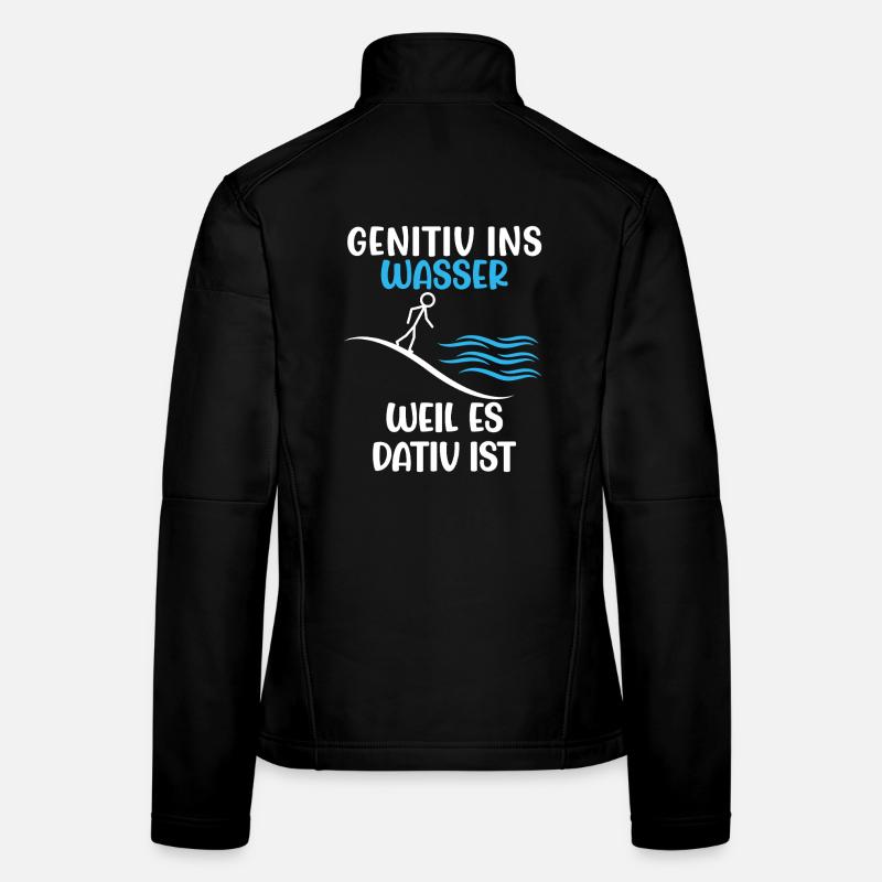 Drôle de génitif dans l’eau parce que c’est datif. Veste en tissu softshell Femme