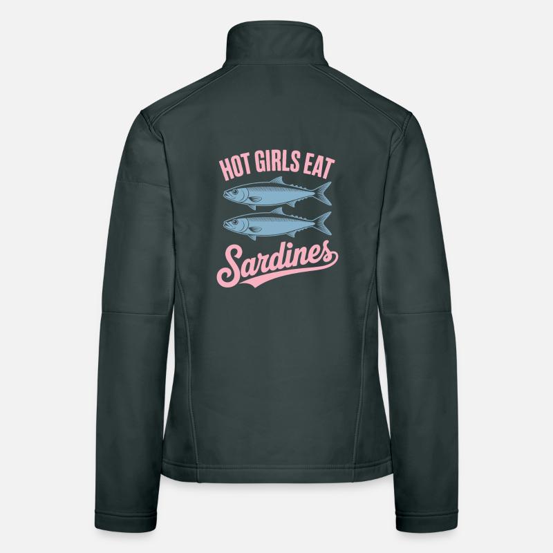 Sardinen Pop Art Text Frauen Softshelljacke