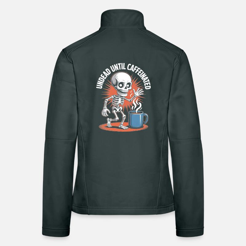 Undead Until Caffeinated Skeleton Coffee Run Women's Softshell Jacket