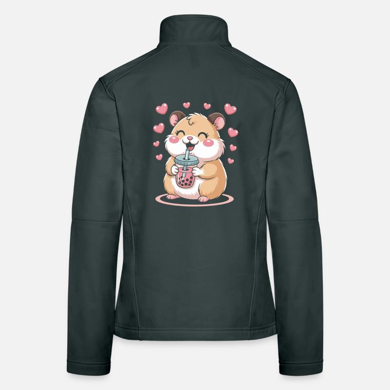 Kawaii Bubble Tee Hamster Boba Tee Frauen Softshelljacke