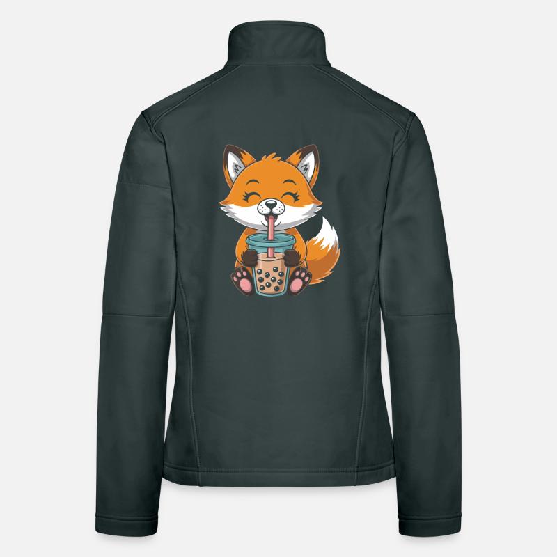 Kawaii Bubble Tee Fox Boba Tee Women's Softshell Jacket