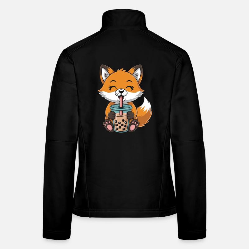 Kawaii Bubble Tee Fuchs Boba Tee Frauen Softshelljacke