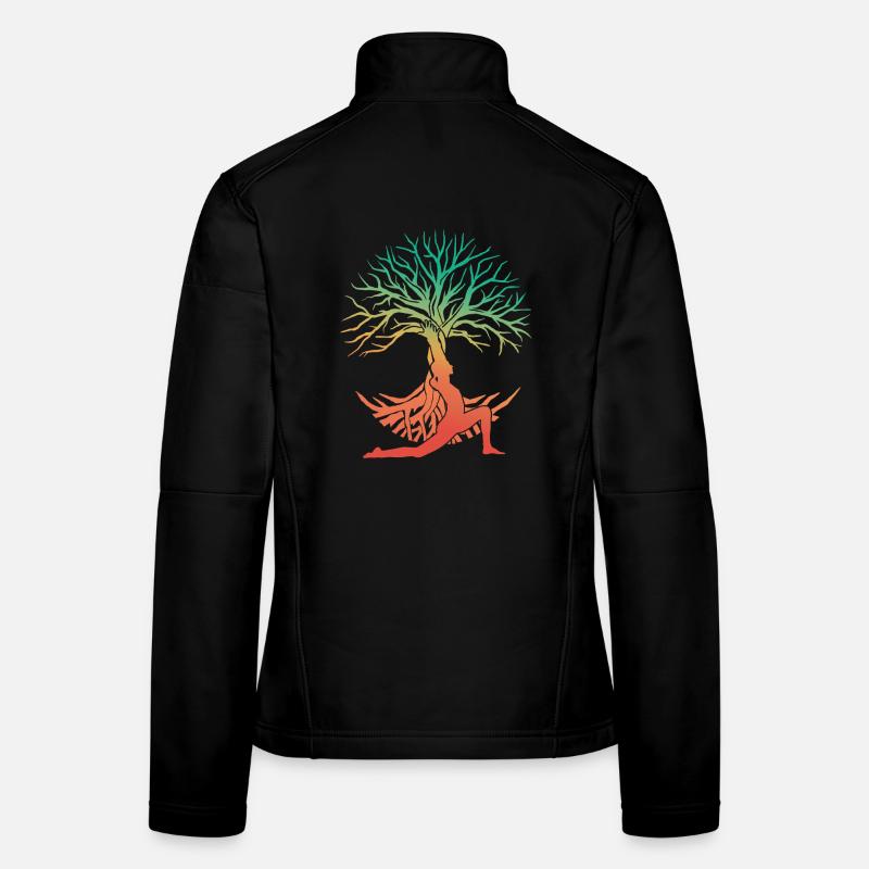 Yoga Baumfigur im Regenbogen Frauen Softshelljacke