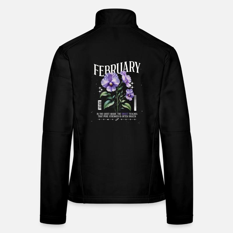 February Violet Birth Flower Women's Softshell Jacket