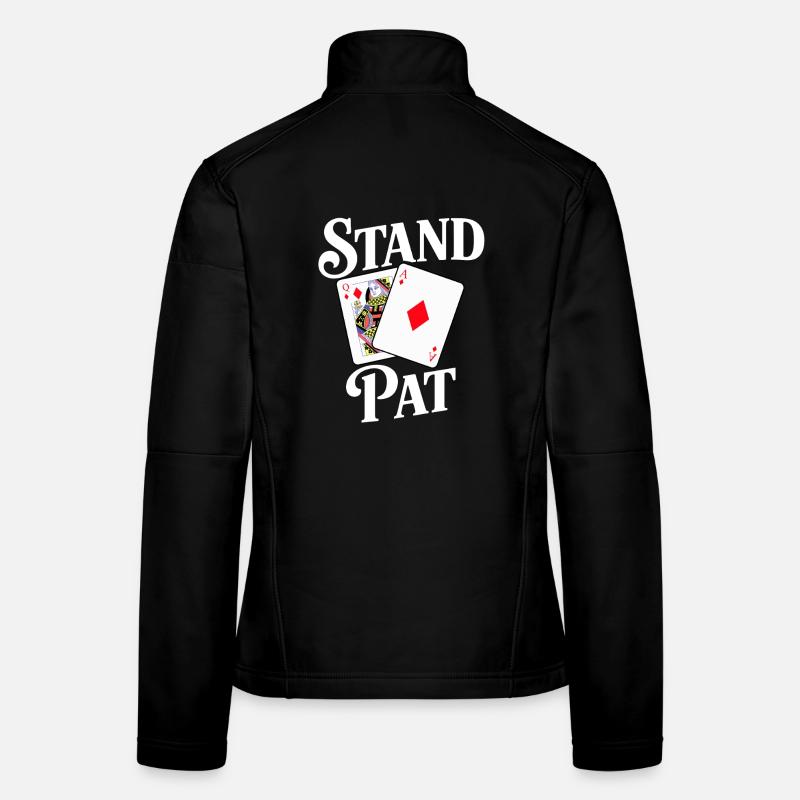 Stand Pat Kartendesign mit Ass & Dame Frauen Softshelljacke