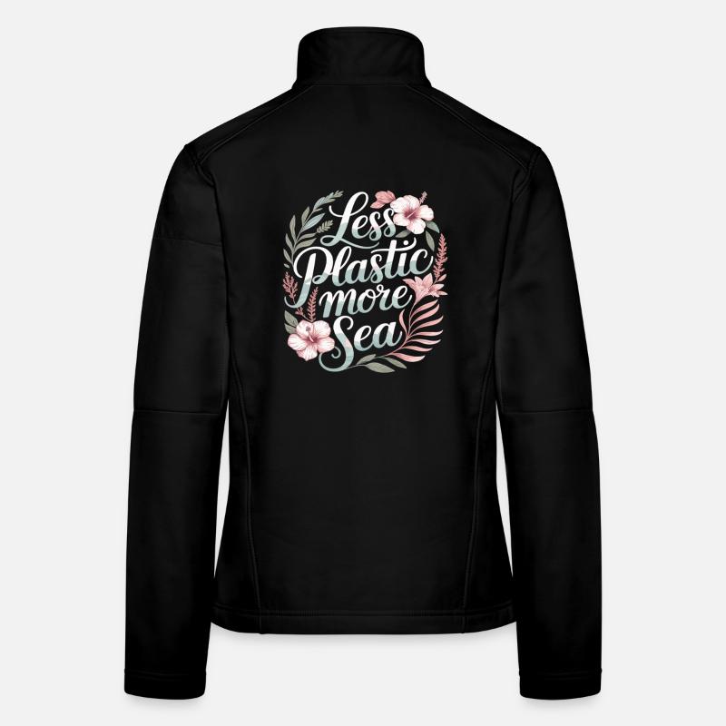 Less Plastic More Sea – Environmental Design Flowers Women's Softshell Jacket