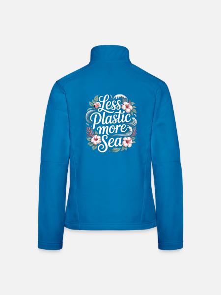 Less Plastic More Sea – Umwelt Design Blumen - Frauen Softshelljacke - Dunkelgrau - Hinten
