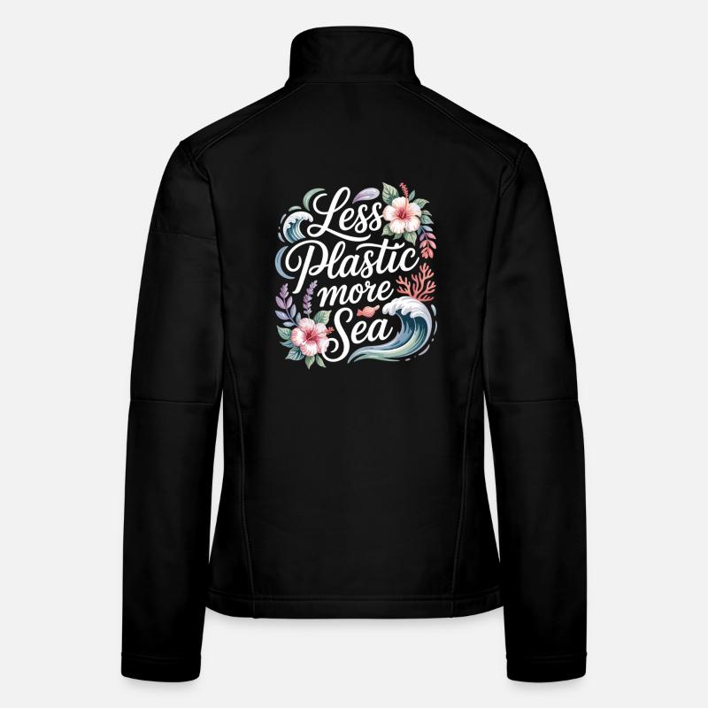 Less Plastic More Sea – Environmental Design Flowers Women's Softshell Jacket