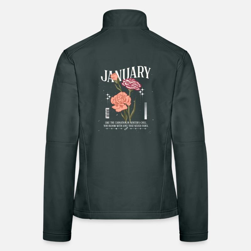 Naissance Fleurs Janvier Oeillet Veste en tissu softshell Femme