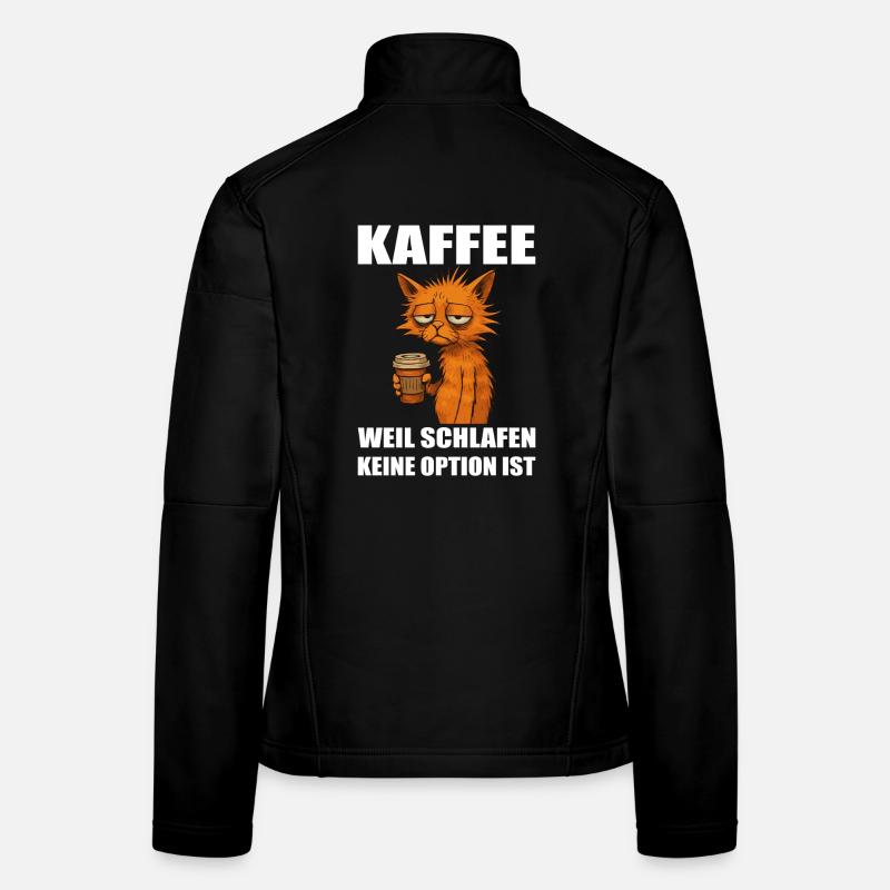Coffee Cat Motif – Funny Morning Grouch Design Women's Softshell Jacket