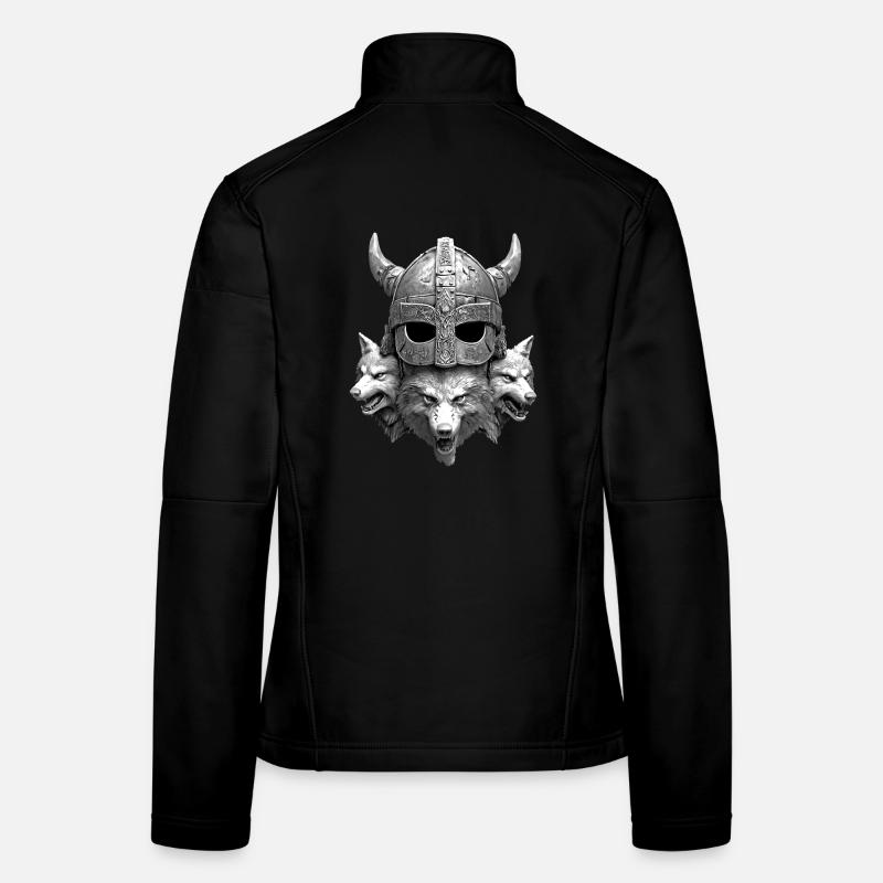 Wikinger Helm Wolf Frauen Softshelljacke