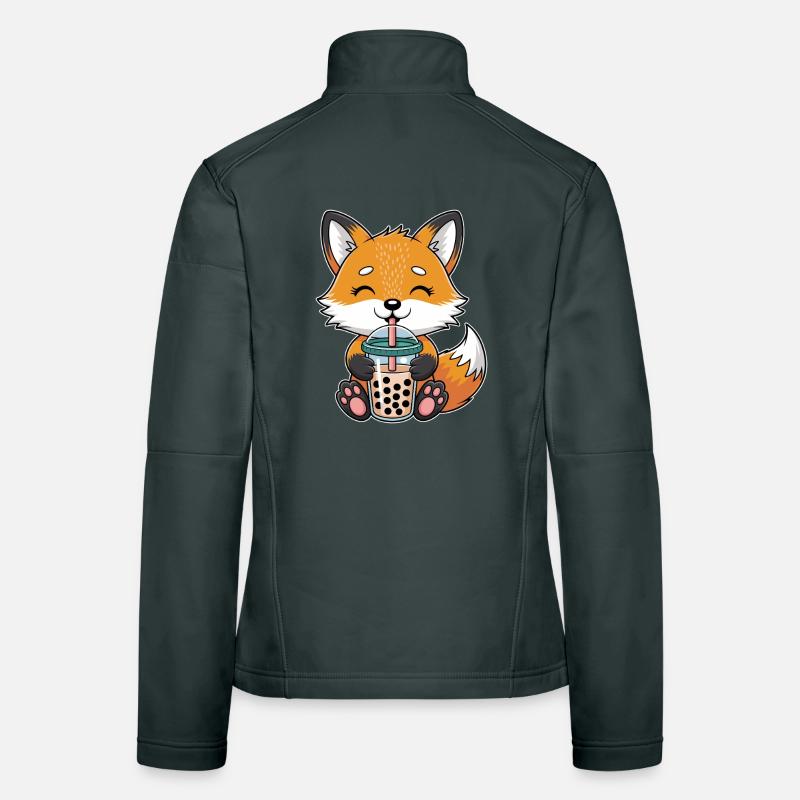 Kawaii Bubble Tee Fox Boba Tee Women's Softshell Jacket
