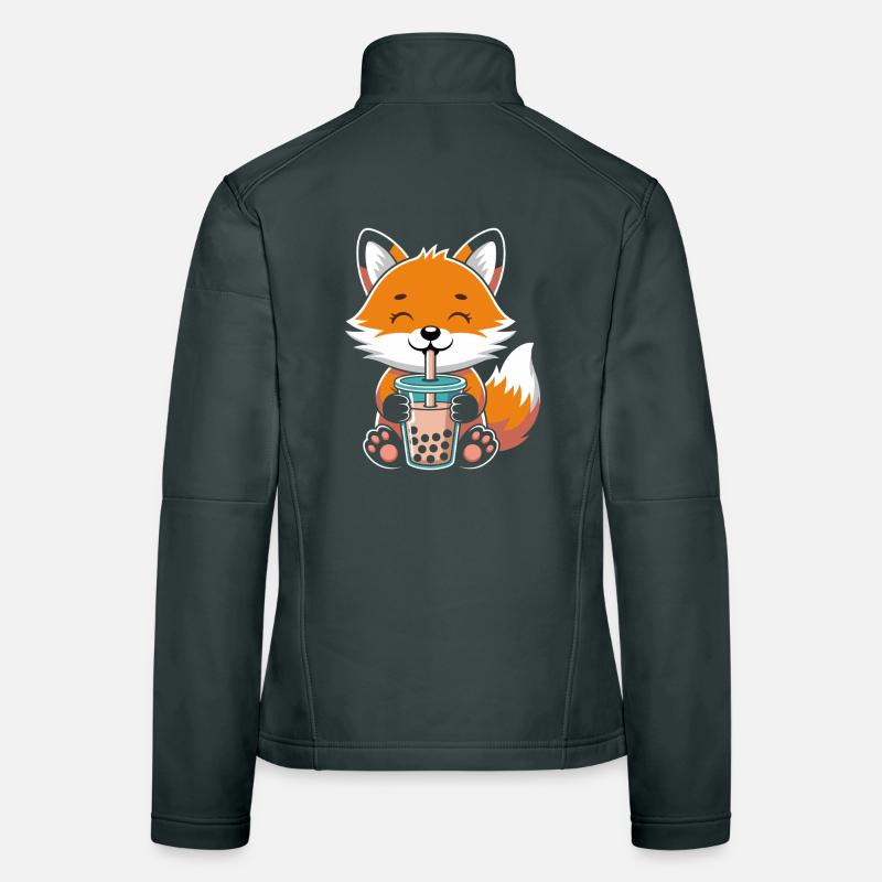 Kawaii Bubble Tee Fuchs Boba Tee Frauen Softshelljacke
