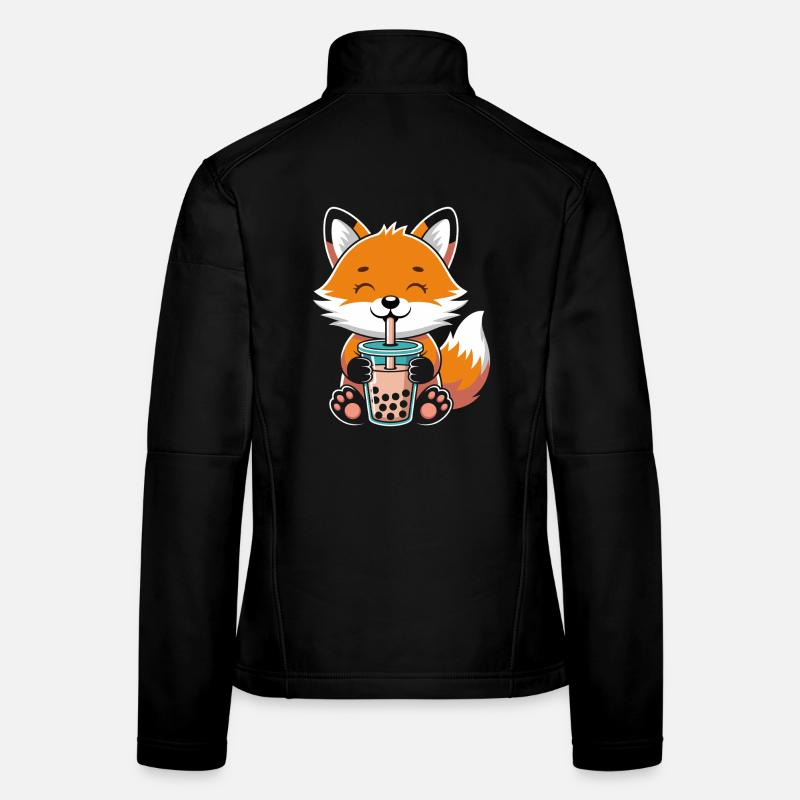 Kawaii Bubble Tee Fuchs Boba Tee Frauen Softshelljacke