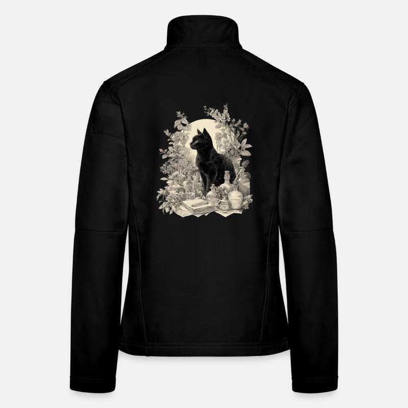Schwarze Katze Vintage Apotheker - Frauen Softshelljacke - Schwarz