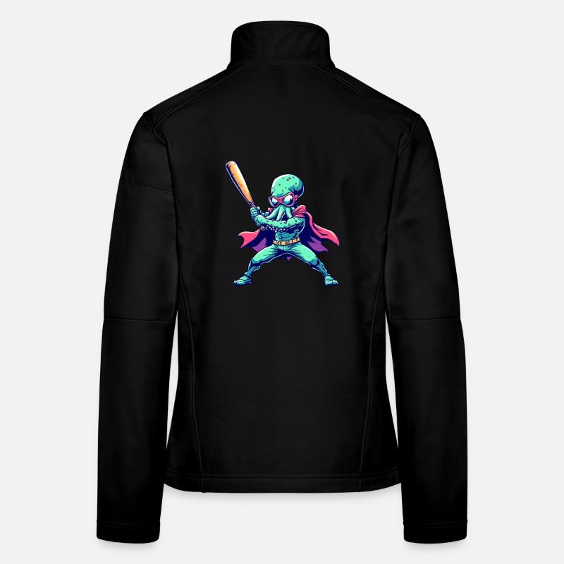 Baseball Octopus Superhero Women's Softshell Jacket