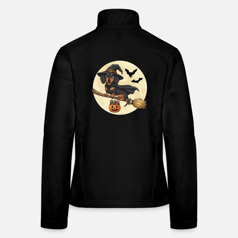 Teckel mignon sorcière Halloween Veste en tissu softshell Femme