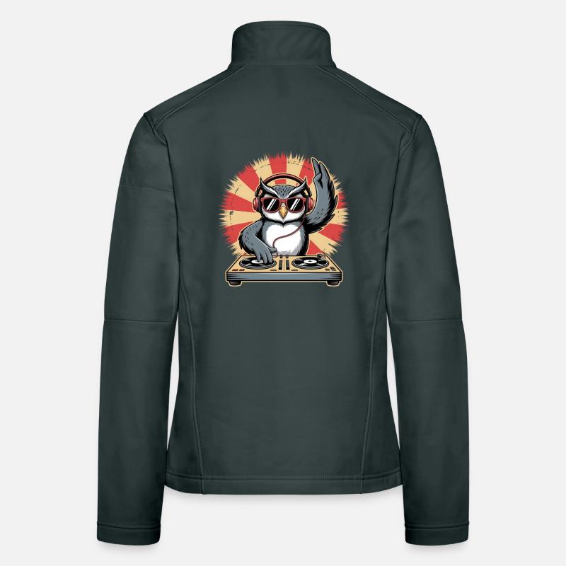 DJ Eule mit Turntables Frauen Softshelljacke