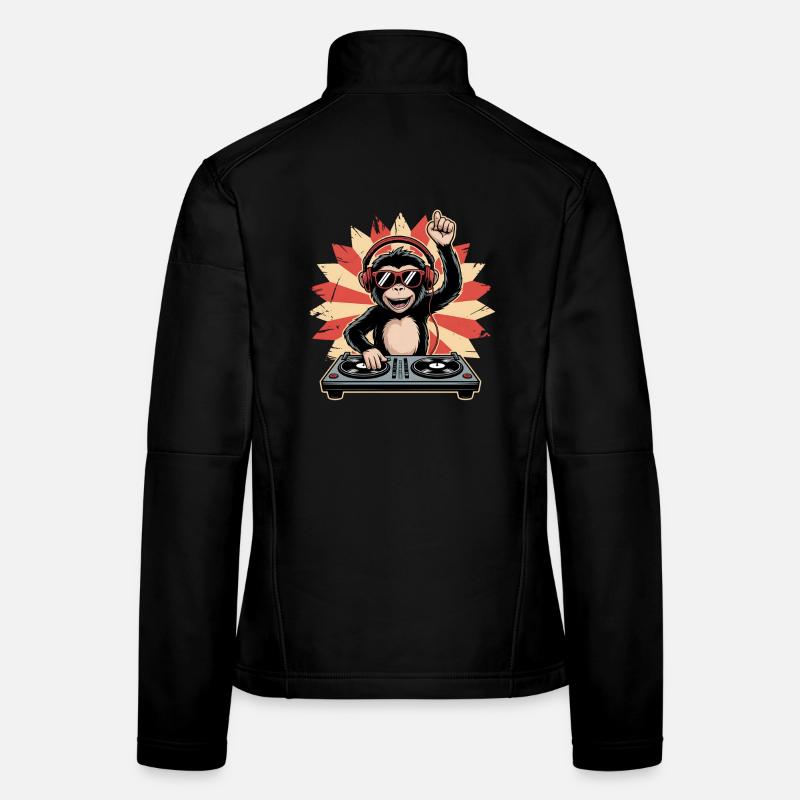 Affe DJ im Sonnenkreis Frauen Softshelljacke