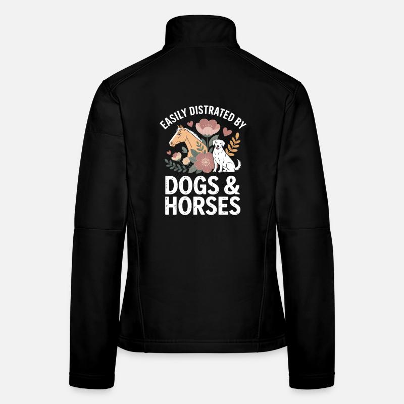 Chiens et chevaux Distraction Motif Veste en tissu softshell Femme