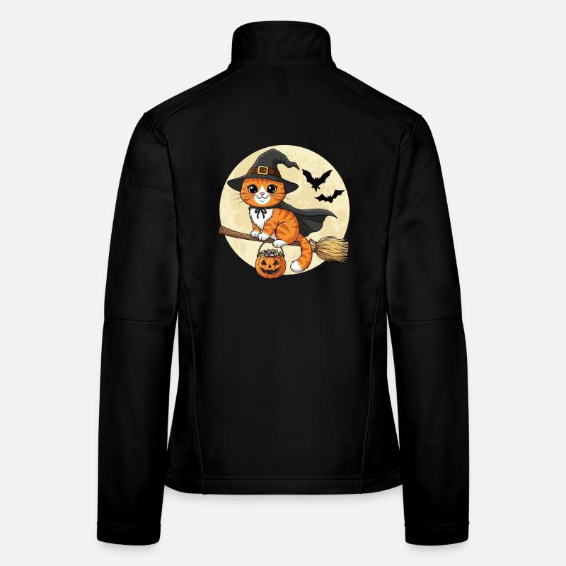 Cute Cat Witch Halloween Women's Softshell Jacket