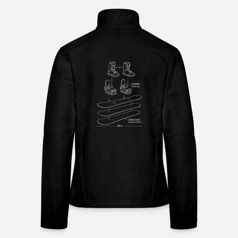 Snowboard Blueprint Technique Design Women's Softshell Jacket