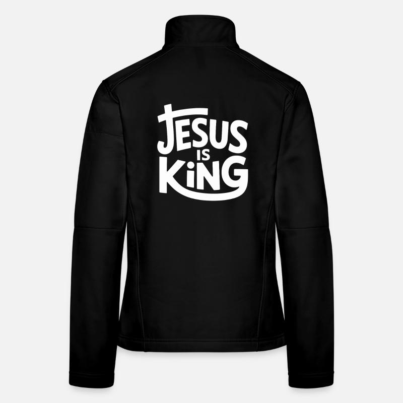 Jésus est roi Croix chrétienne Foi Veste en tissu softshell Femme
