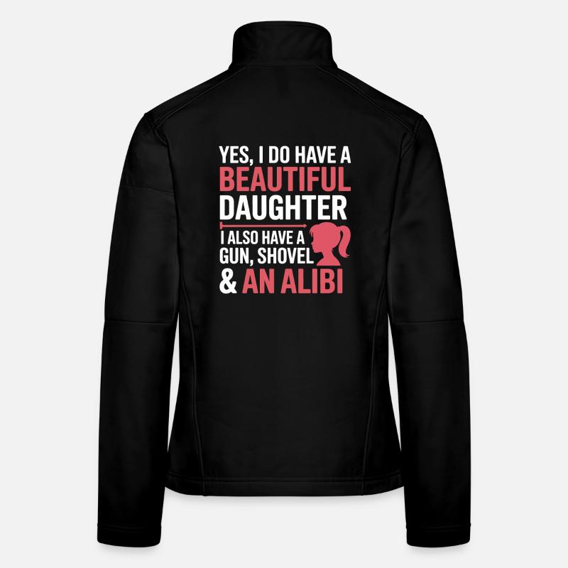 Witzshirt Waffe Schaufel Alibi Frauen Softshelljacke