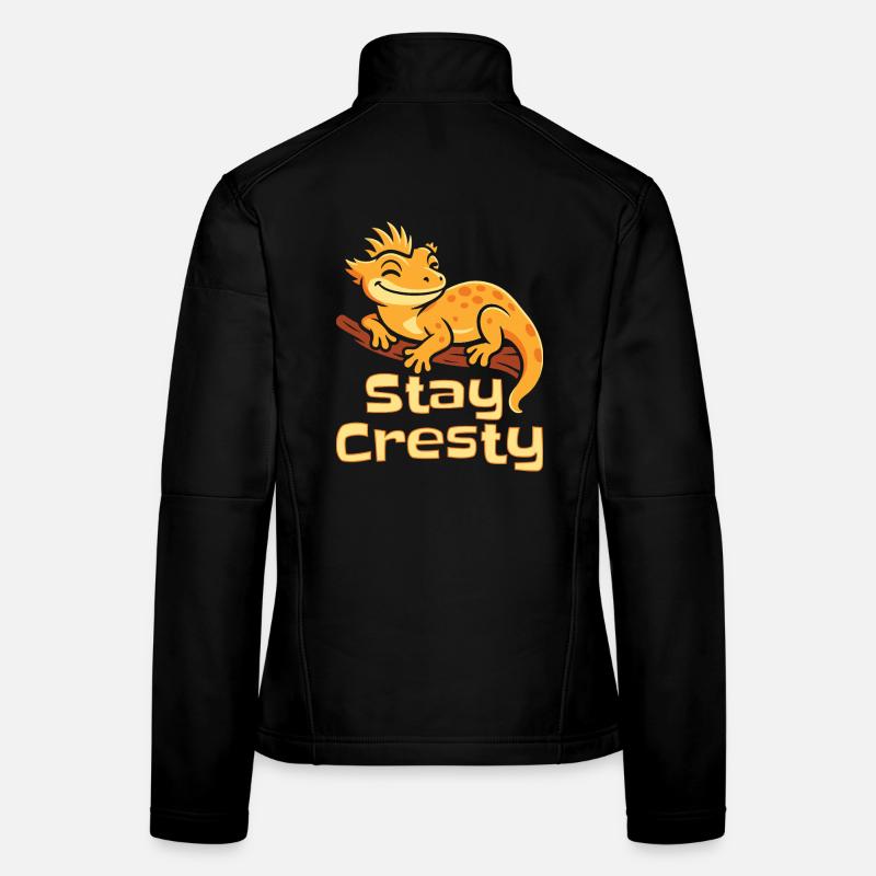 Schopfgecko Reptil Humor Eidechse Frauen Softshelljacke