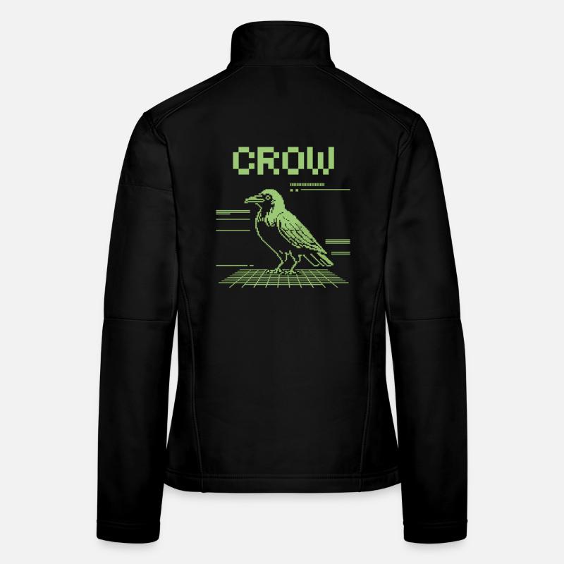 T-shirt rétro Pixel Crow dans le style 8 bits Veste en tissu softshell Femme