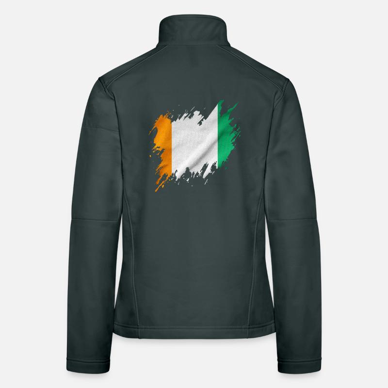 Drapeau de la Côte d’Ivoire dans un style déchiré Veste en tissu softshell Femme