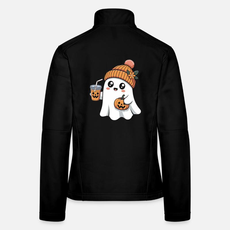 Ghost Pumpkin Spice Latte Halloween Fun Women's Softshell Jacket