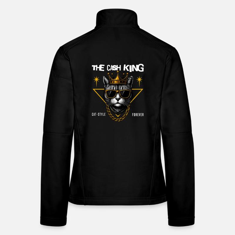 Le Roi de l’Argent – Chat de luxe cool avec couronne Veste en tissu softshell Femme
