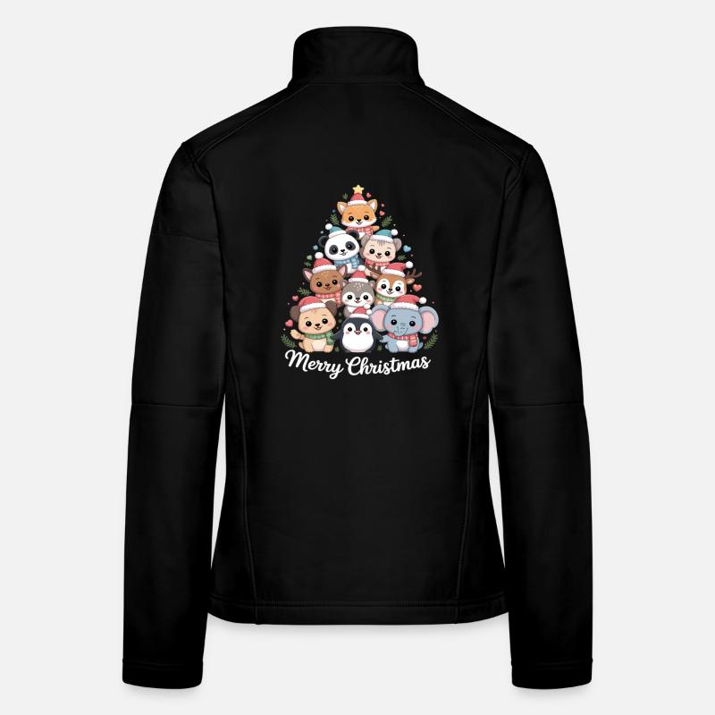 Sapin de Noël animal – Animaux de Noël mignons Veste en tissu softshell Femme