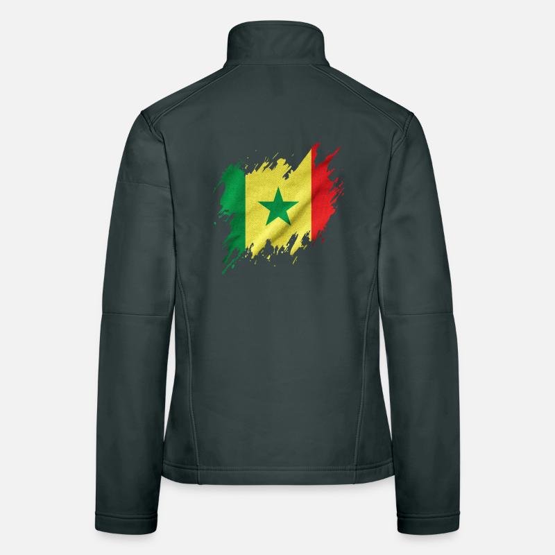 Drapeau du Sénégal, style déchiré Veste en tissu softshell Femme